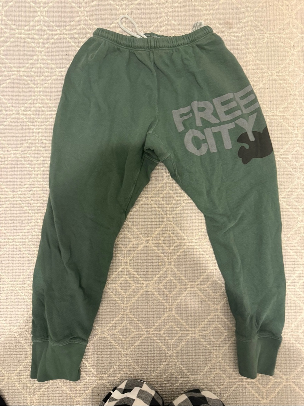Free city Olive Green Sweatpants with Logo Print